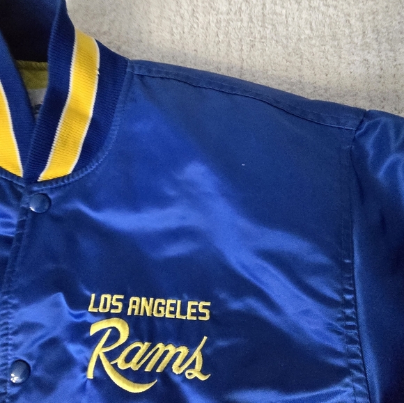 Vintage Starter NFL Los Angeles Rams Button Up Satin Jacket Size Men's Medium M - Picture 3 of 16